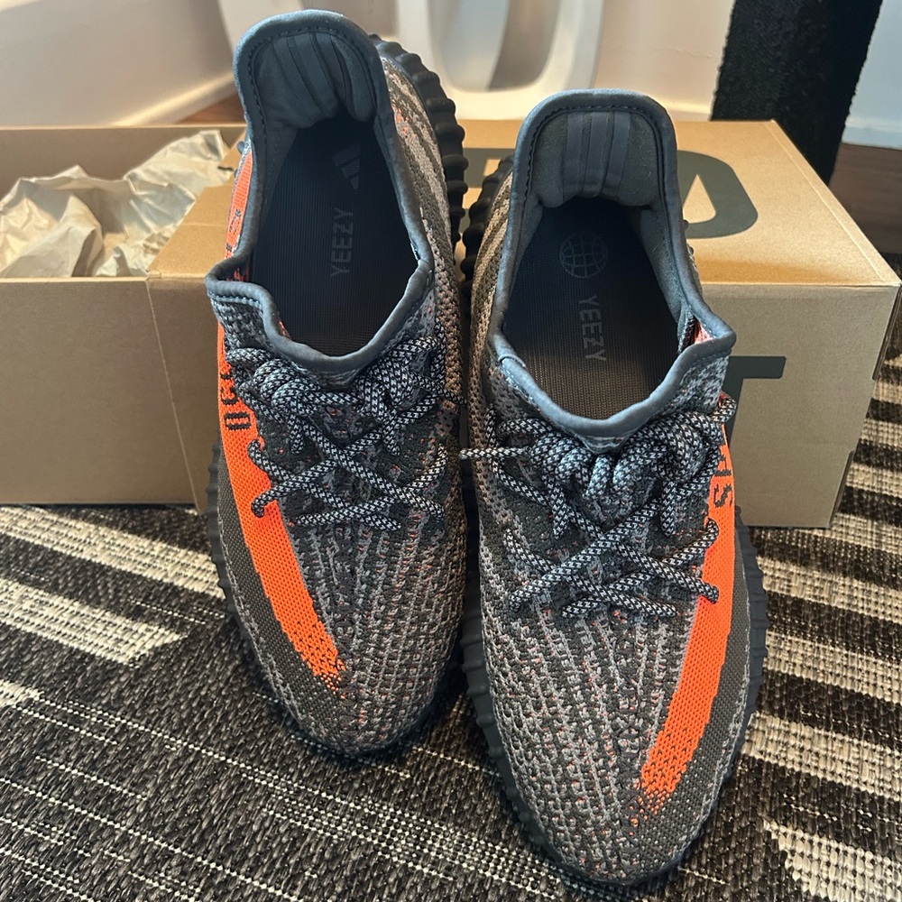 Unisex Yeezy Orange and Gray Sneakers by adidas - Picture 5 of 6